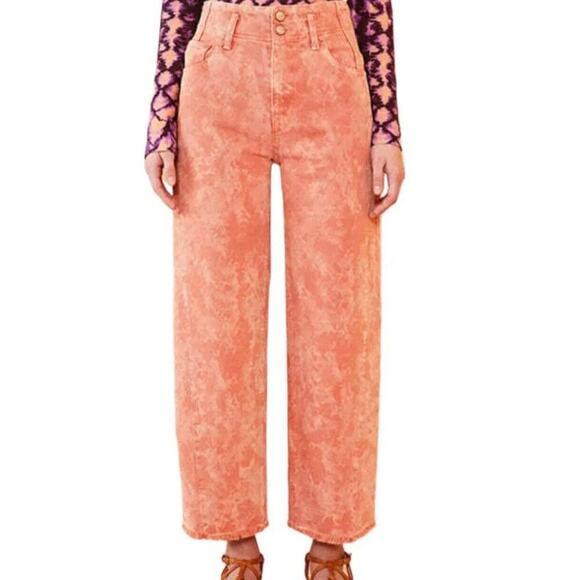 Ulla Johnson The Thea Jean Aura Wash Barrel Leg Jean High Rise 29 NWT Tie dye - Picture 1 of 12